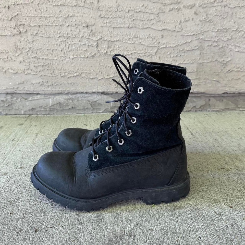 BLACK TIMBERLAND FLEECE FOLD-DOWN BOOTS